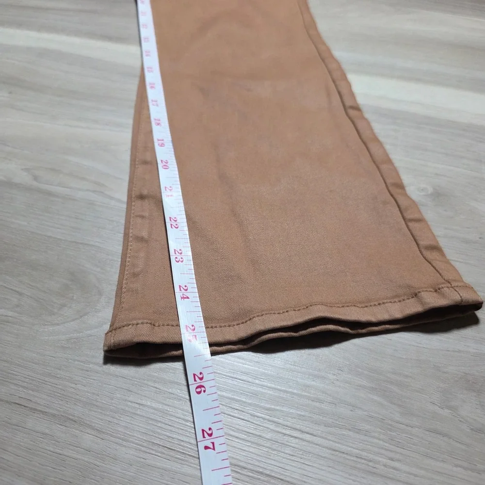 7 For All‎ Mankind Flare Jeans Womens 27 Camel Tan Coated High Rise Denim Pants